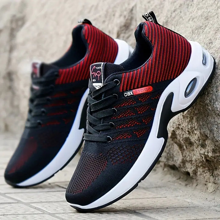 "Men's breathable running shoes with ventilated mesh, superior grip, and a high-traction sole for optimal performance."