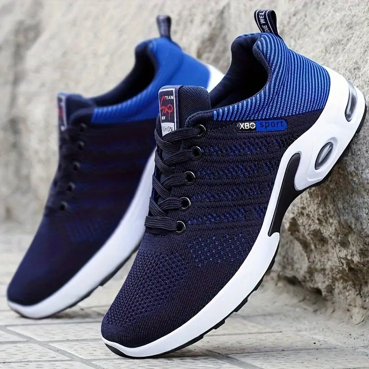 "Men's breathable running shoes with ventilated mesh, superior grip, and a high-traction sole for optimal performance."