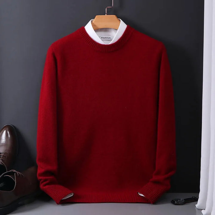 "Men's luxury cashmere sweater, classic design, black color, elegant and comfortable knitwear, perfect for any occasion."