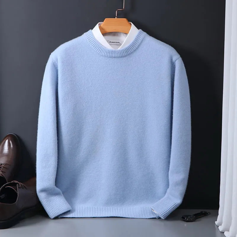 "Men's luxury cashmere sweater, classic design, black color, elegant and comfortable knitwear, perfect for any occasion."