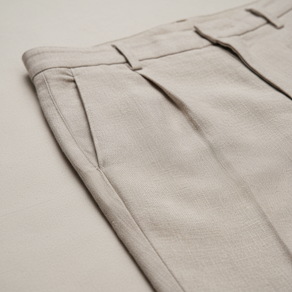 "Men's vintage loose fit linen trousers, relaxed fit, breathable, versatile colors, suitable for casual and semi-formal wear.