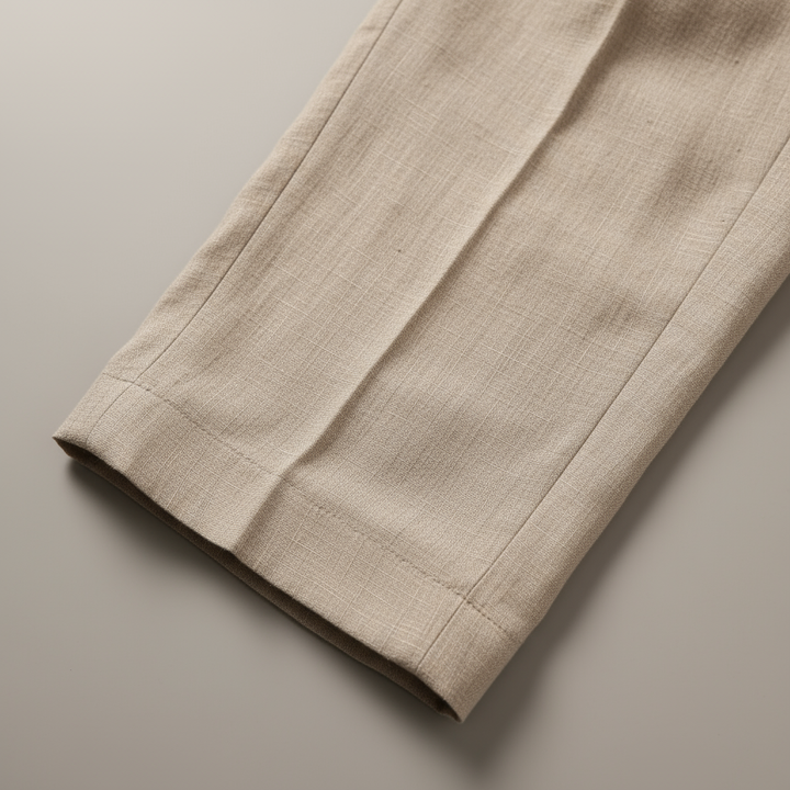 "Men's vintage loose fit linen trousers, relaxed fit, breathable, versatile colors, suitable for casual and semi-formal wear.