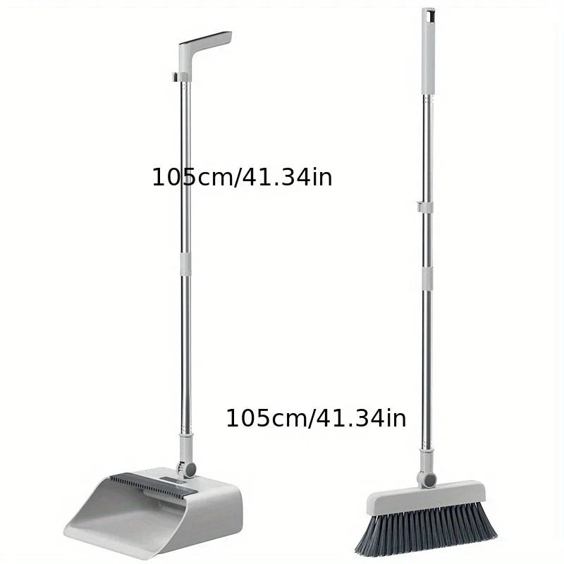 "Multifunctional broom and dustpan set for home cleaning, ergonomic 105 cm handle, 3-in-1 design, modern aesthetic."