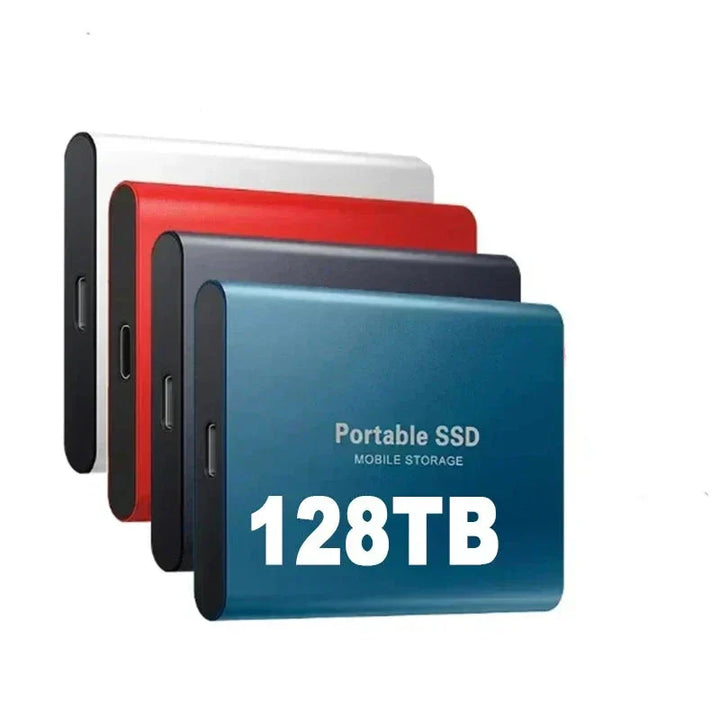 "Sleek black SpeedDrive Pro 2TB SSD, portable with USB3.1 and M.2 Type-C, ideal for fast data transfer and storage."