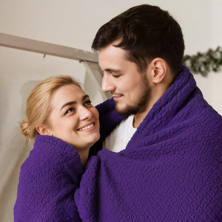 "Soft waterproof intimacy blanket providing comfort and protection, available in various sizes and attractive colors."