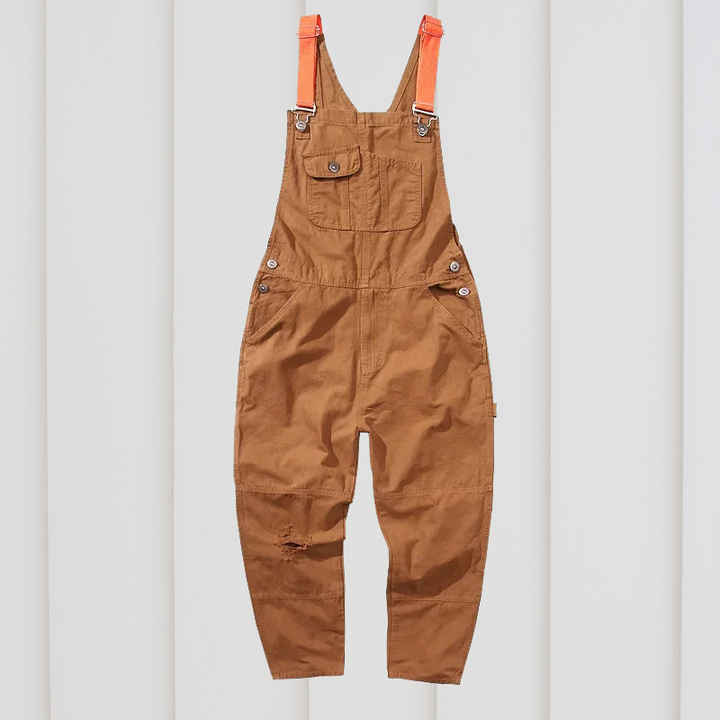 Unisex Garden Overalls, versatile beige workwear with adjustable straps, durable fabric, and deep pockets for gardening tasks