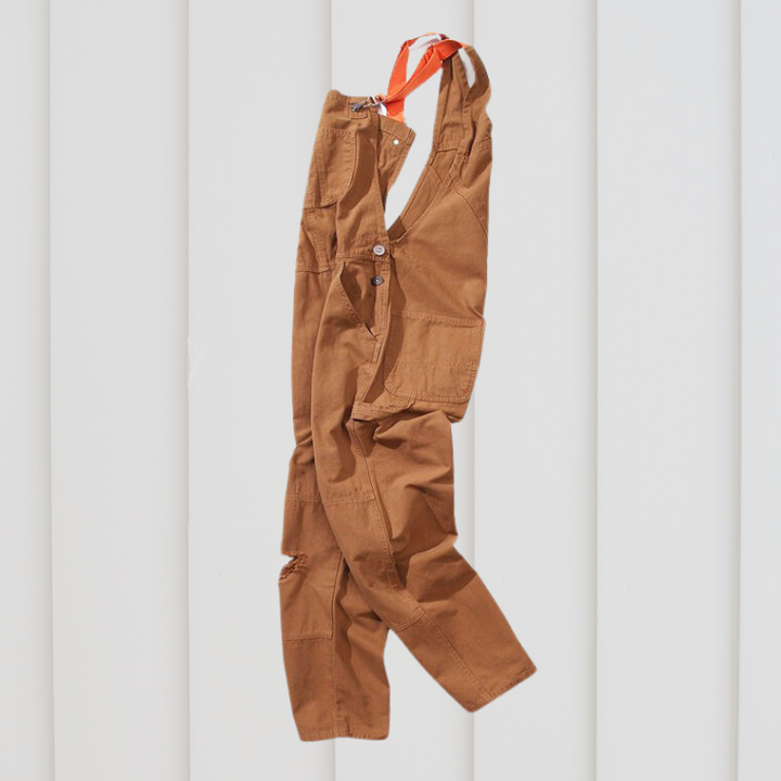 Unisex Garden Overalls, versatile beige workwear with adjustable straps, durable fabric, and deep pockets for gardening tasks