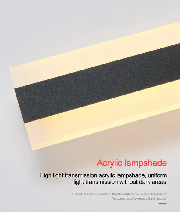 "Weather-resistant outdoor wall lamp, sleek modern design, waterproof, illuminating patios and gardens with warm white light.