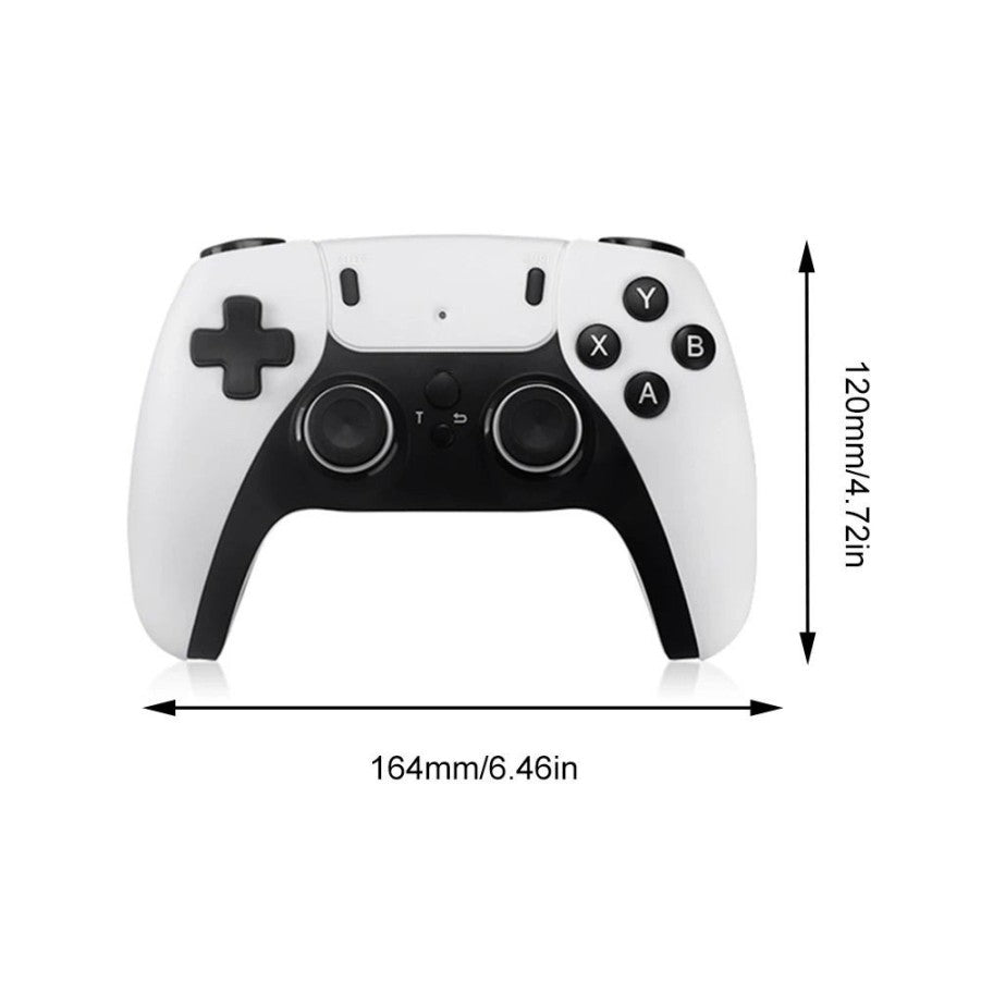 "Wireless retro gaming console with 4K HDMI, featuring compact design and joystick for 40,000+ classic games."