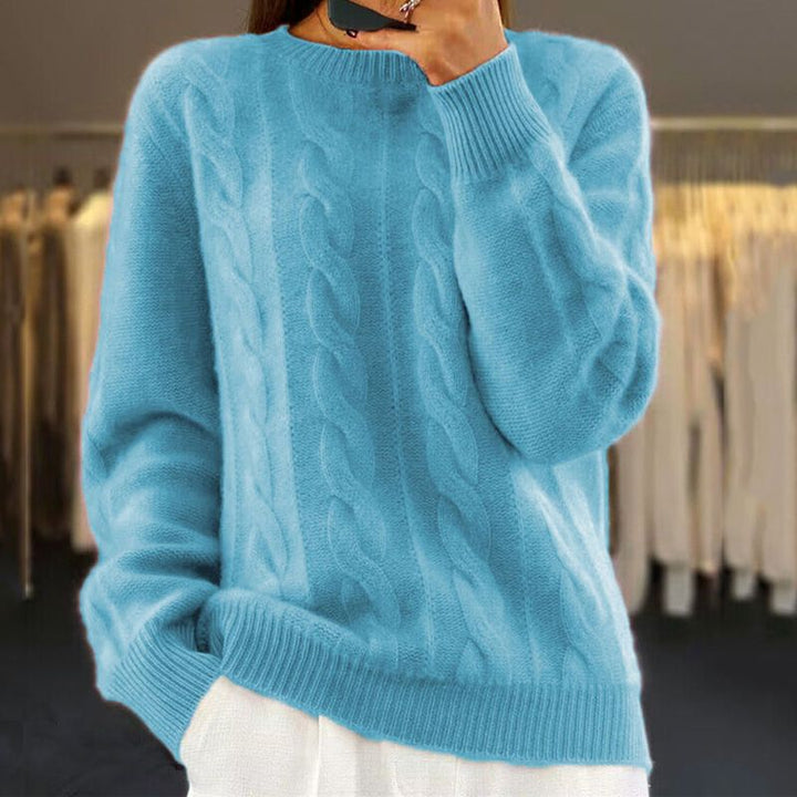 "Women's Debbie wool sweater, soft knit, beige, cozy warmth, classic and stylish design for fashion-forward winter wear."