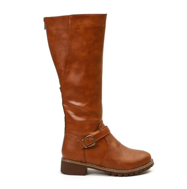 Women's trendy comfort boots with gel soles, sleek design, brown color, non-slip sole, perfect for all-weather wear.
