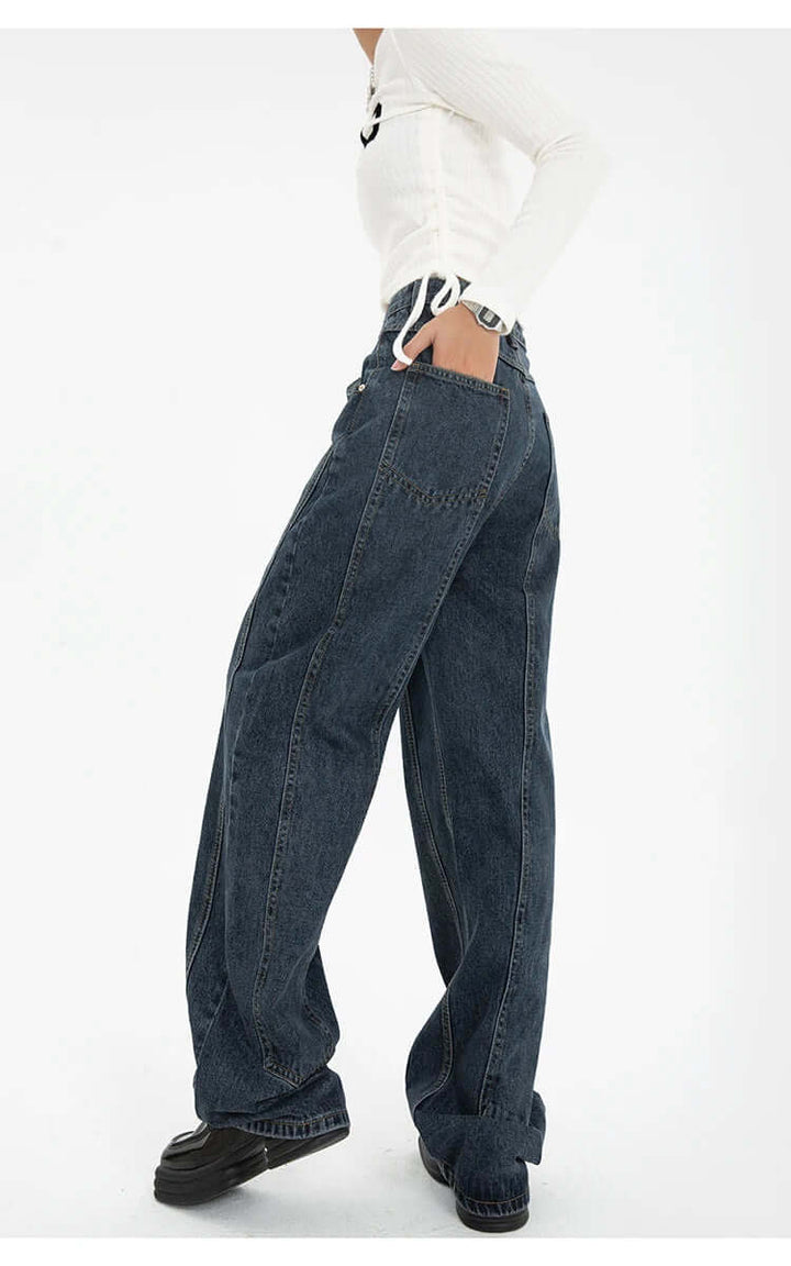 Women's High-Waisted Dark Wash Denim Jeans
