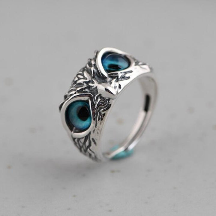 Stylized copper owl eye ring, perfect adjustable animal jewelry for women