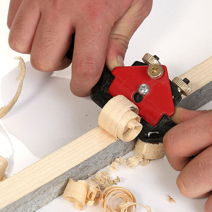 Woodworking hand planer, adjustable blade for precision carpentry, ideal for smooth wood surface finishing.