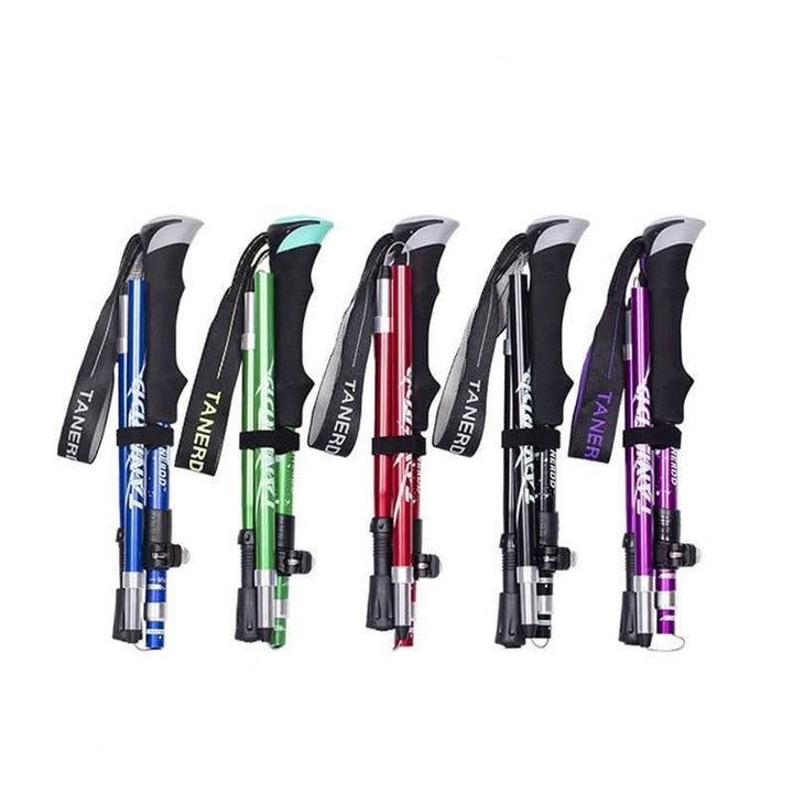 Essential outdoor gear: adjustable hiking poles for rugged trails and improved balance.