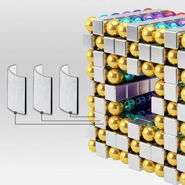 Compact magnetic cube and ball fidget toy, perfect for stress relief & focus