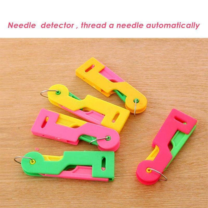 Automatic needle threader aid, simplifying the task of threading needles for sewing machines and hand sewing.