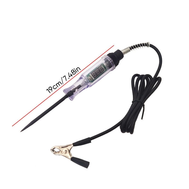 Voltage meter test pen with clear instructions for automotive electrical troubleshooting