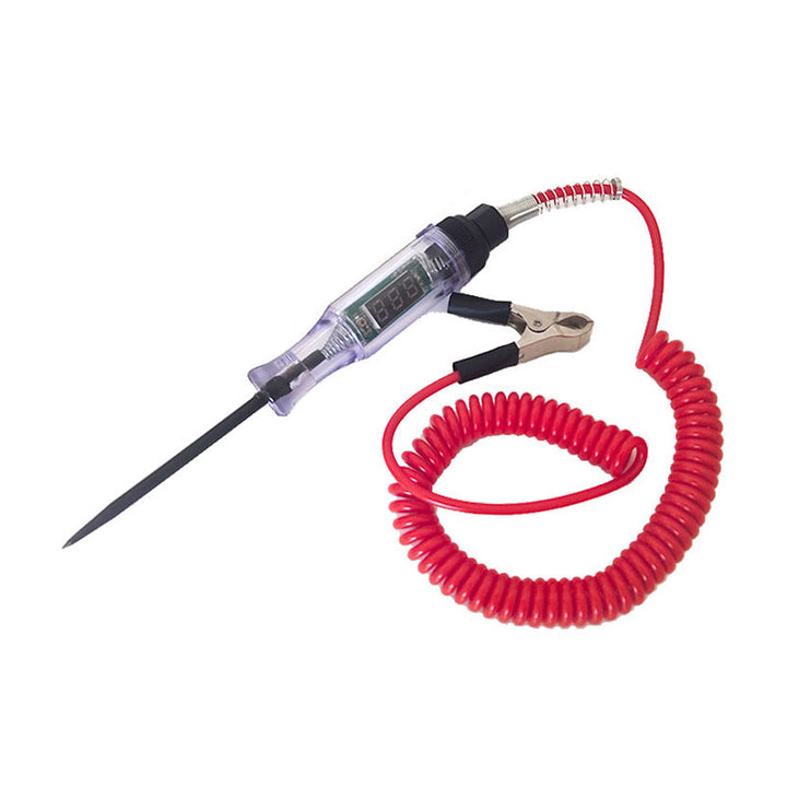 Automotive electrical circuit tester verifying continuity in a car's wiring harness system
