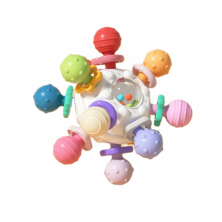Baby rattle and teether, a perfect infant gift, encourages sensory learning and provides teething comfort