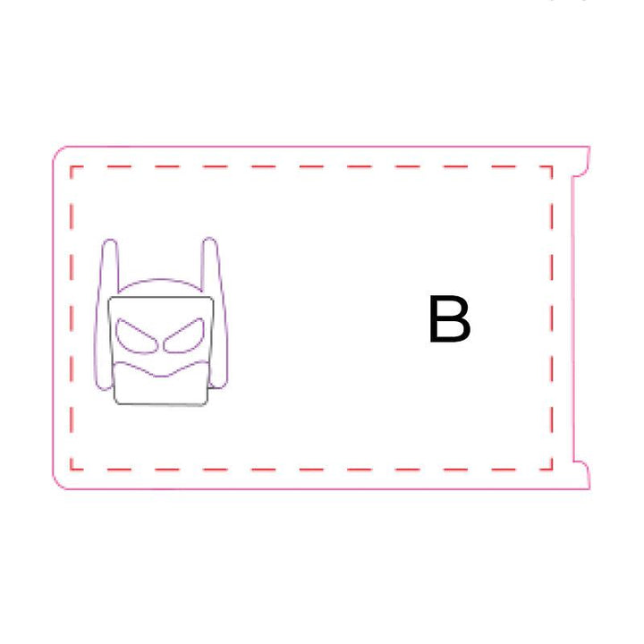 Card protector with a minimalist superhero design, a subtle yet stylish debit card accessory.