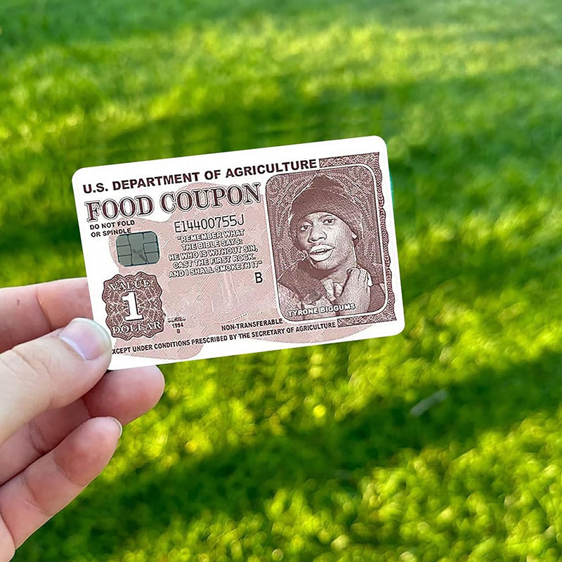 Funny 'My Money' debit card sticker, a humorous card protector and unique electronics accessory.