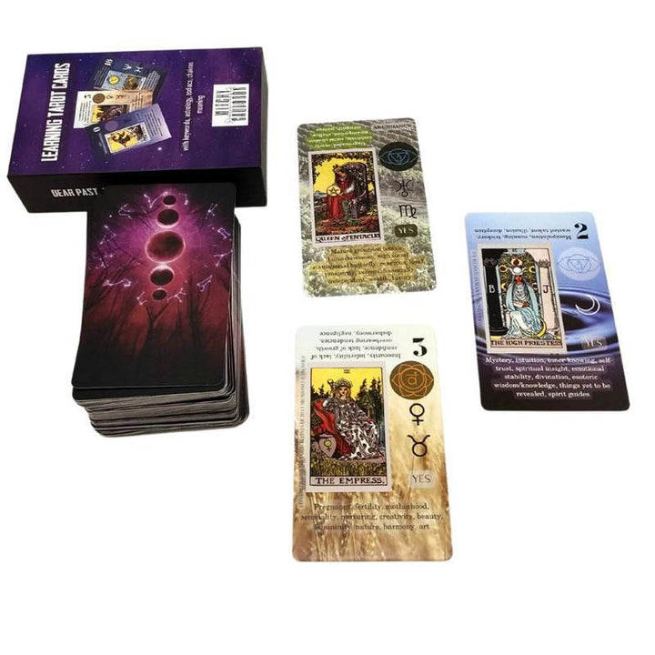 Detailed view of a single beginner tarot card from the Rider-Waite style divination set