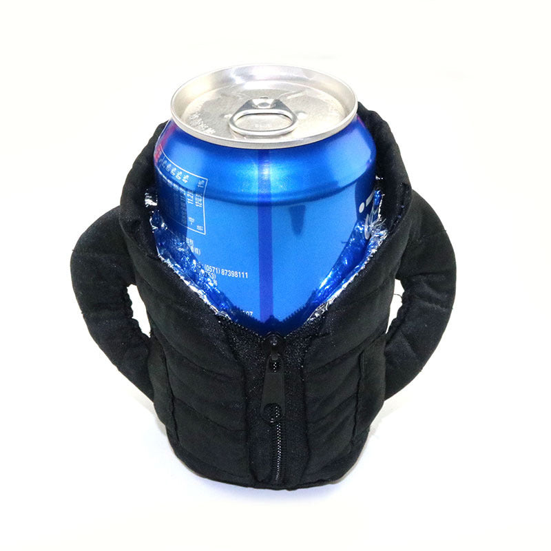 Close-up of a customized beverage can insulator sleeve, personalized gift for drink lovers