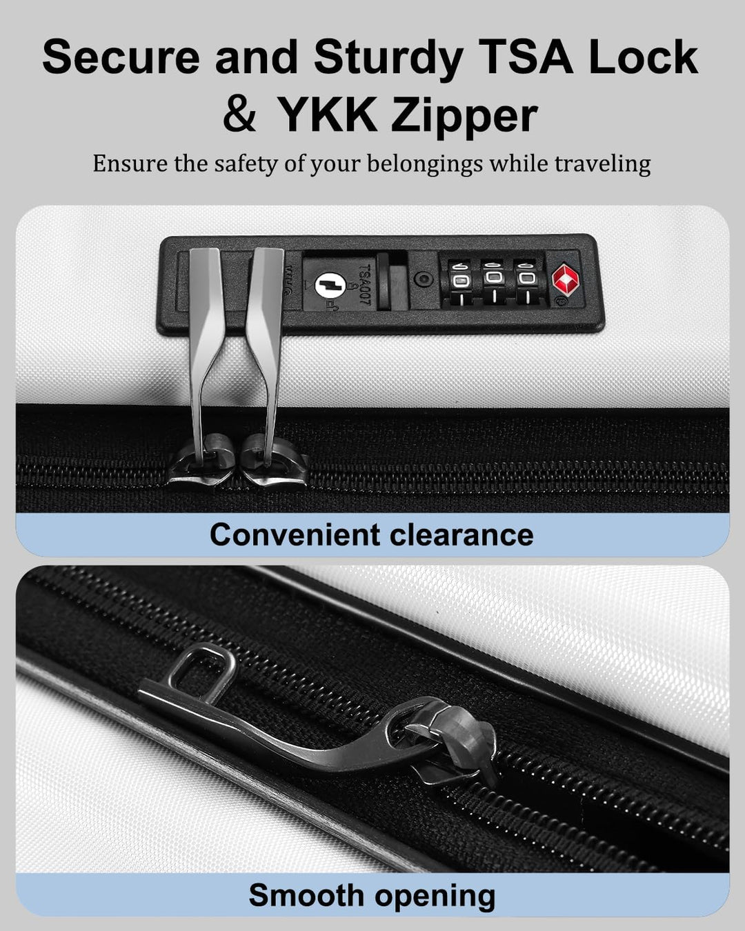 Premium expandable hardshell carry-on, black, with a spacious front pocket & a secure TSA lock.