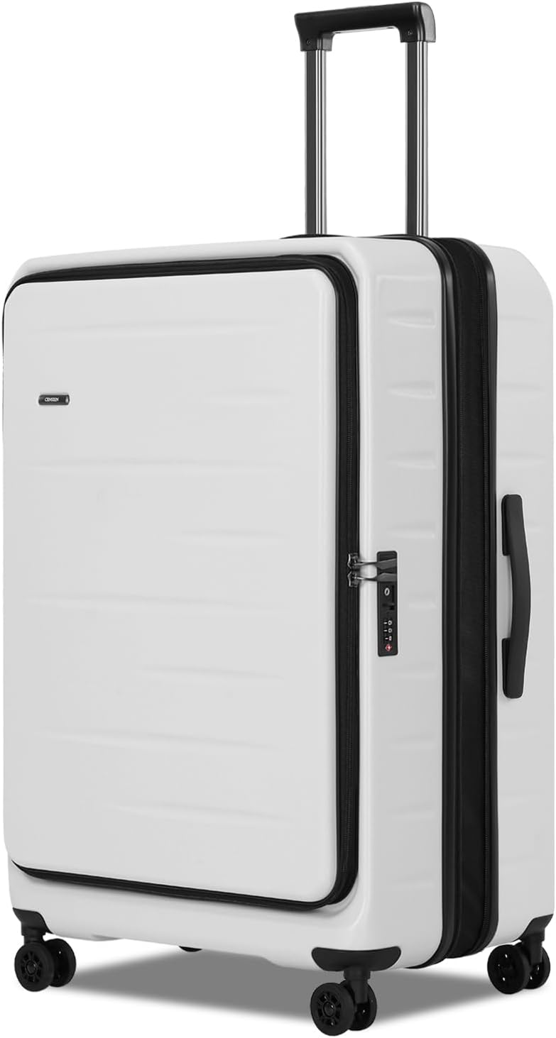 Compact travel gear: hardshell expandable carry-on suitcase, front pocket & TSA lock for peace of mind.