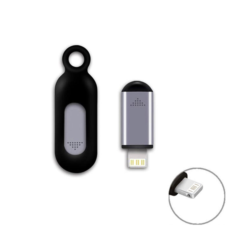 Black universal infrared remote control for smartphones, small, discreet, and highly functional