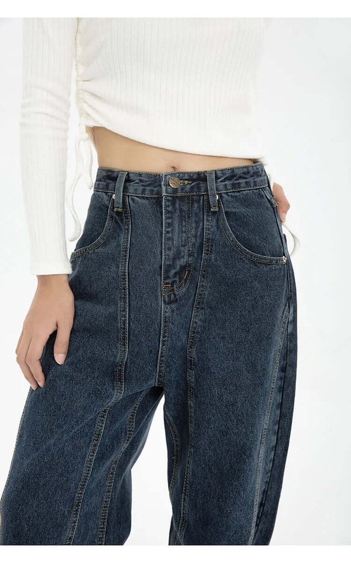 Women's High-Waisted Dark Wash Denim Jeans