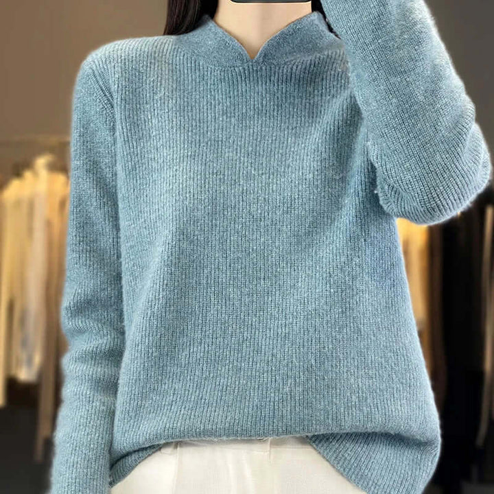 Soft Wool Sweater with Stand Collar