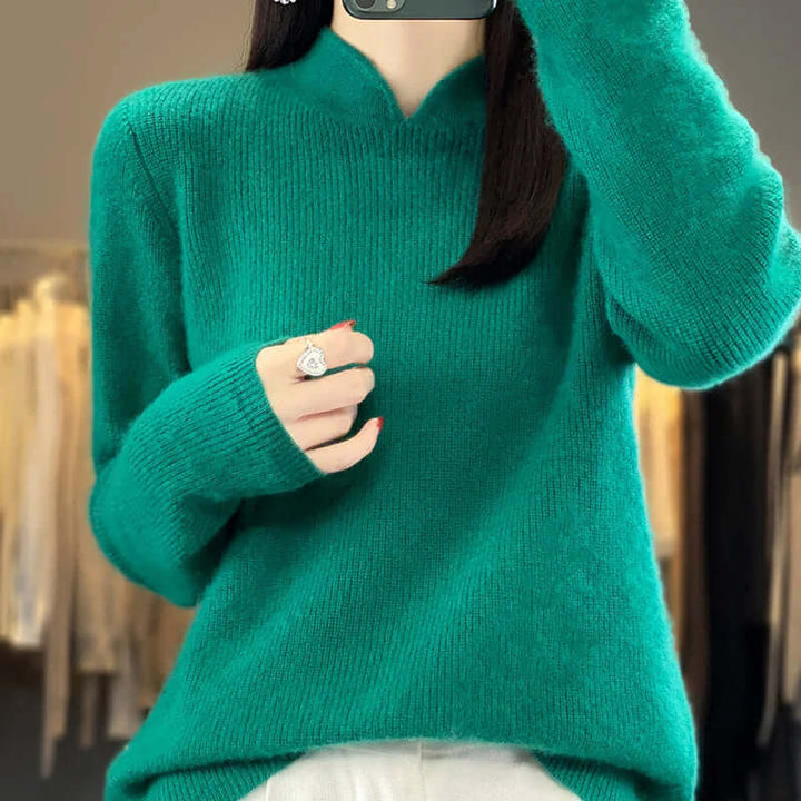 Soft Wool Sweater with Stand Collar