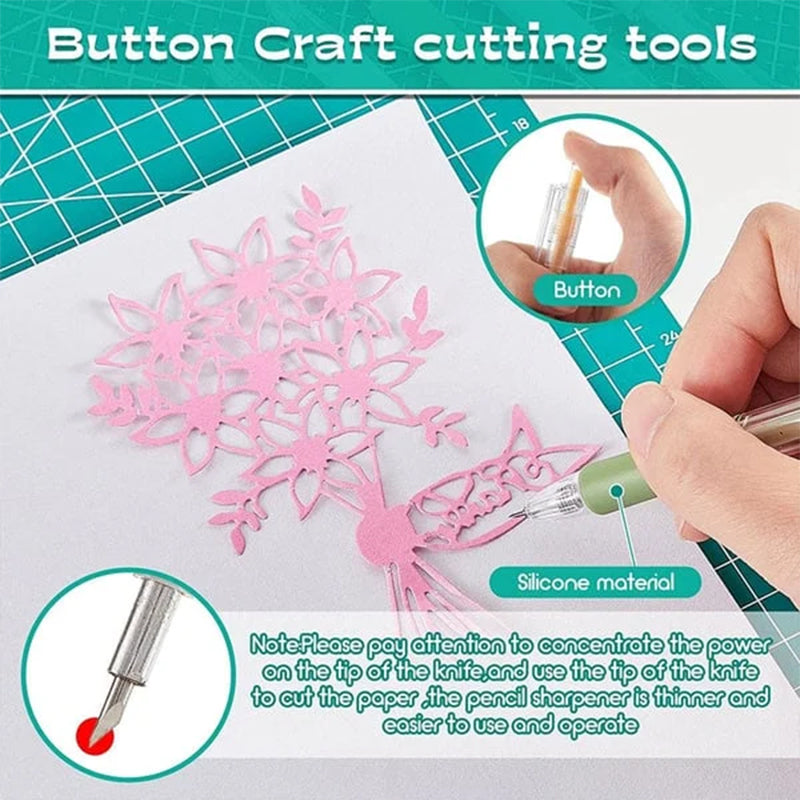 Morandi pink cartoon elephant utility knife, safe craft tool for students, precise paper cutting