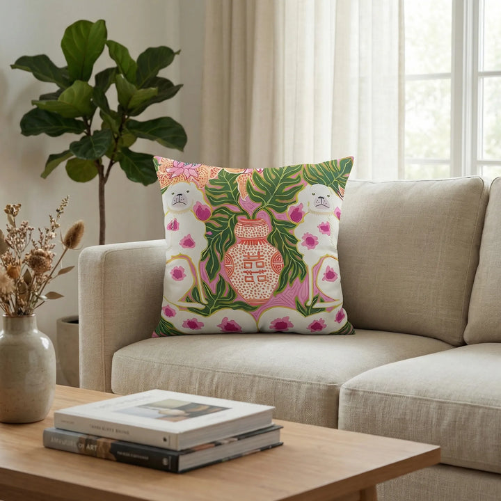 Modern patterned decorative pillow cover. Stylish cushion cover enhancing chic home decor.