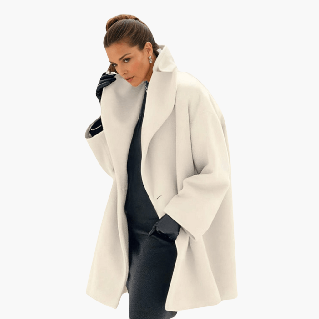 Women's elegant casual jacket with wide collar & long sleeves. Perfect versatile outerwear for spring & fall.