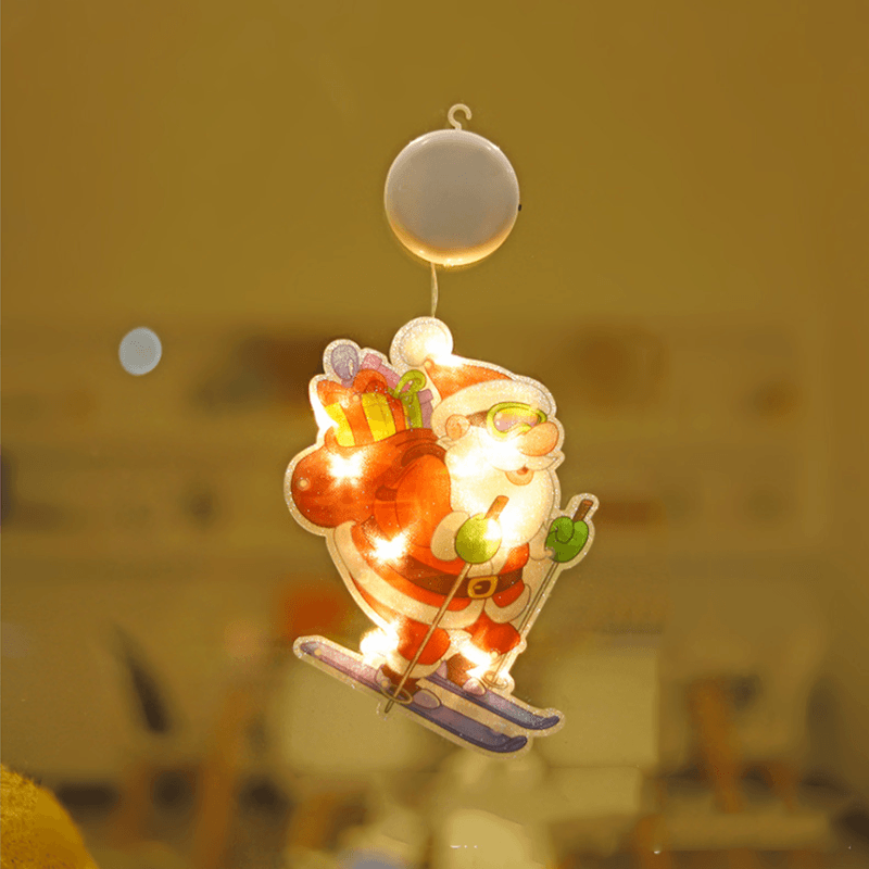Reflected light from Christmas Window Suction Cup LED Lights on a cozy interior wall, warm and inviting