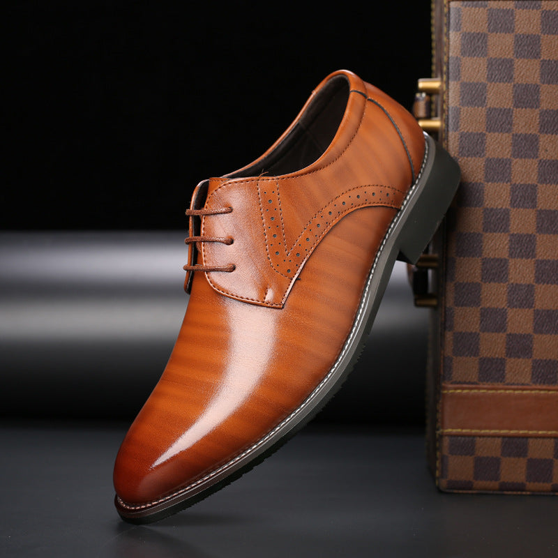 Vibrant red men's formal Derby shoes. Unique dress footwear for events, offering style and comfort.