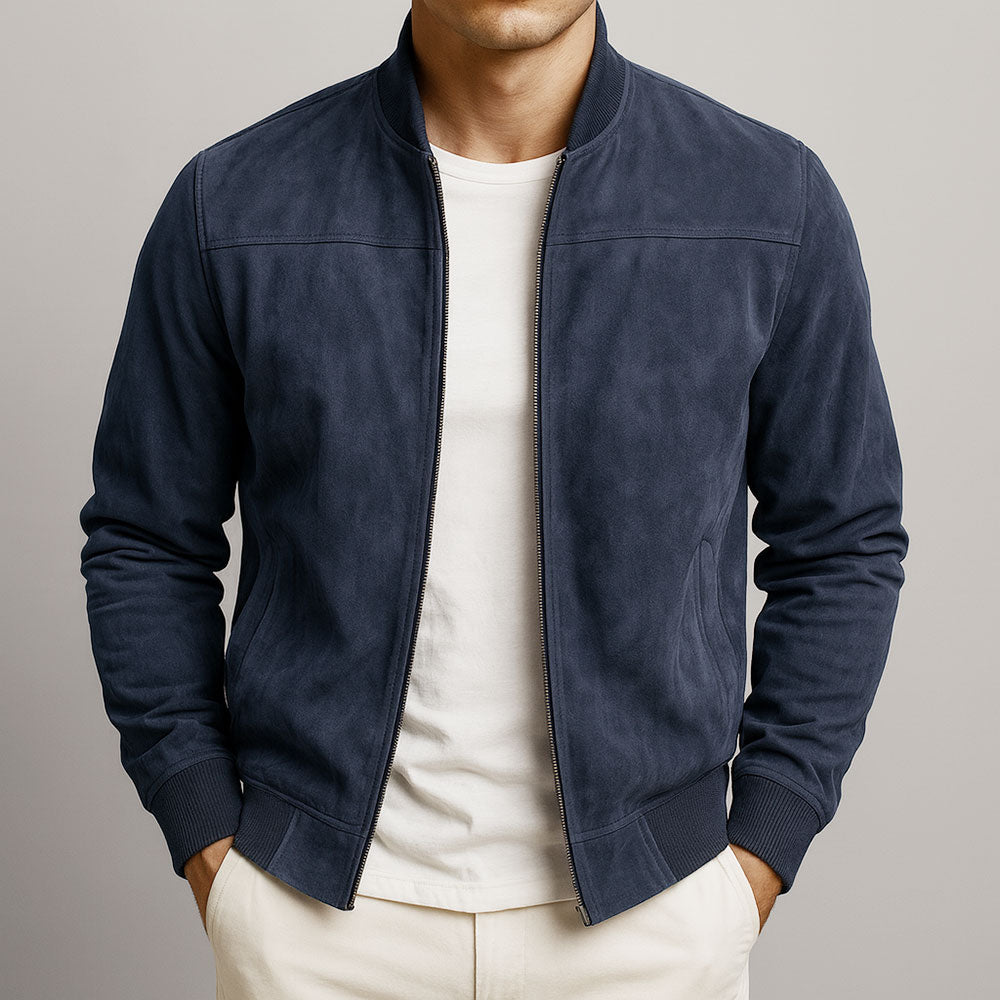 Stylish men's classic bomber jacket. Essential outerwear for versatile everyday fall & spring casual wear.