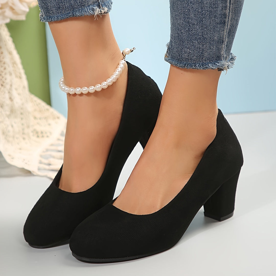 Elegant women's comfort heels, perfect for office wear, with ergonomic design & cushioned footbed.