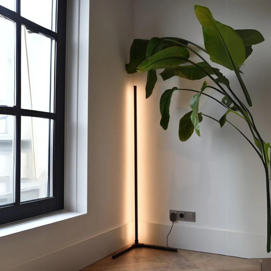 "Colorful adjustable floor lamp with remote, showcasing vibrant lighting and adjustable height, perfect for mood enhancement.