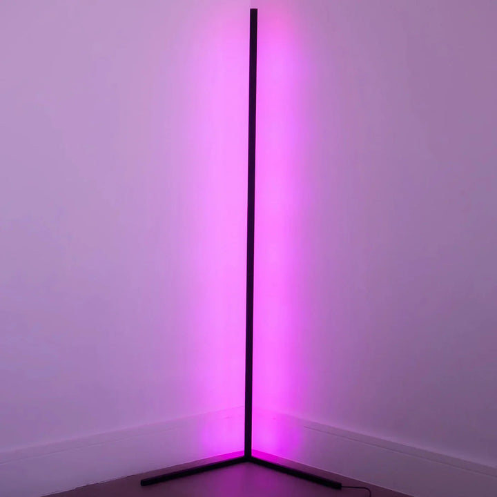 "Colorful adjustable floor lamp with remote, showcasing vibrant lighting and adjustable height, perfect for mood enhancement.