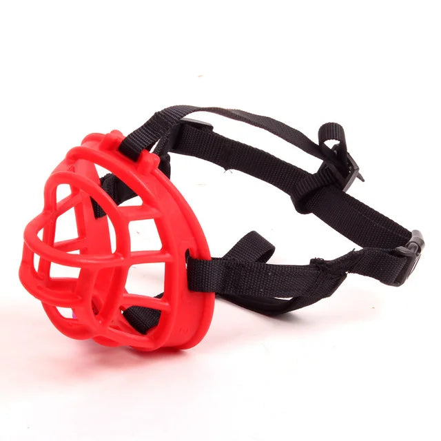 Adjustable silicone dog muzzle showing flexible basket design for breathability, ideal for training & safety.