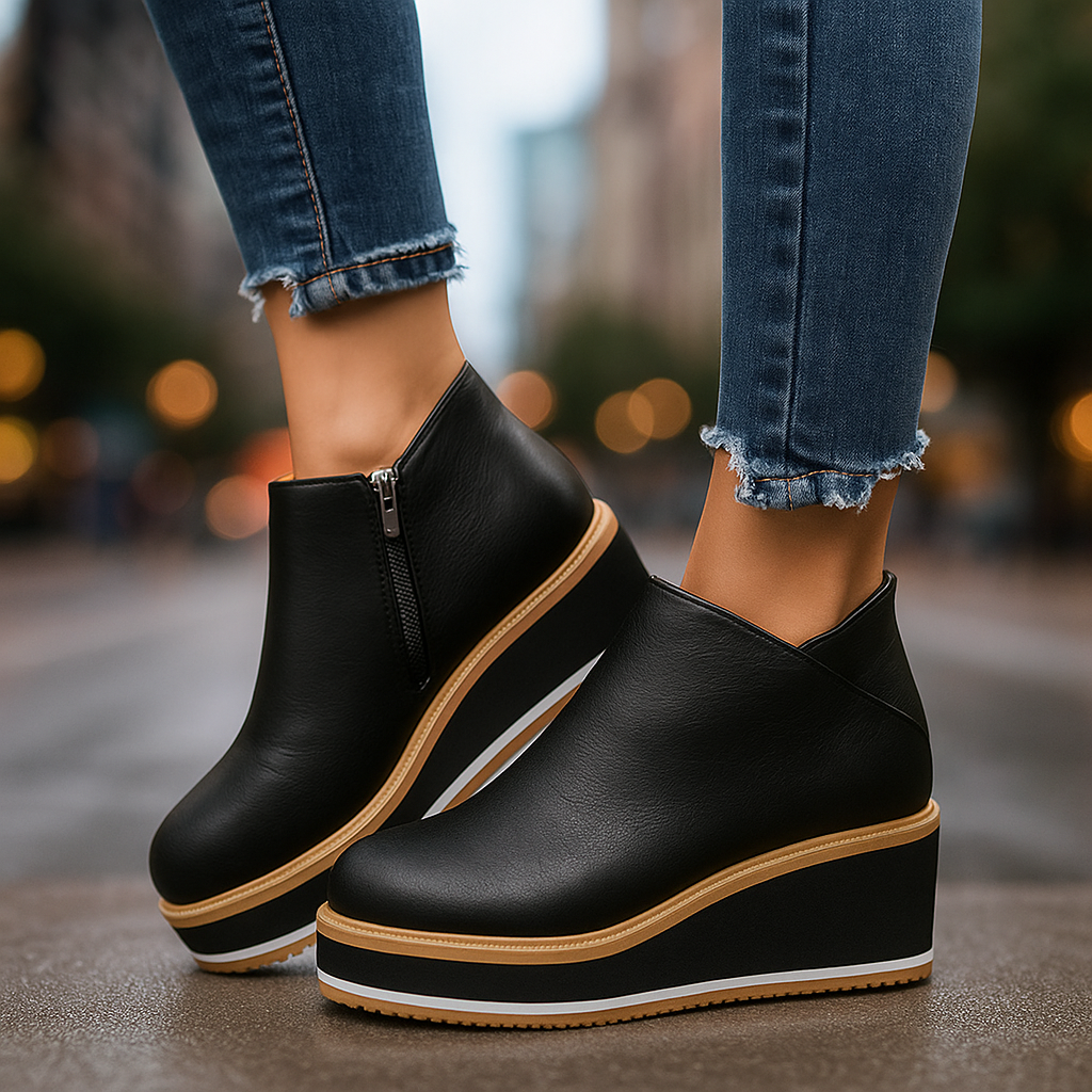 Chic wedge platform shoes for women, offering orthopedic comfort and shock-absorbing design