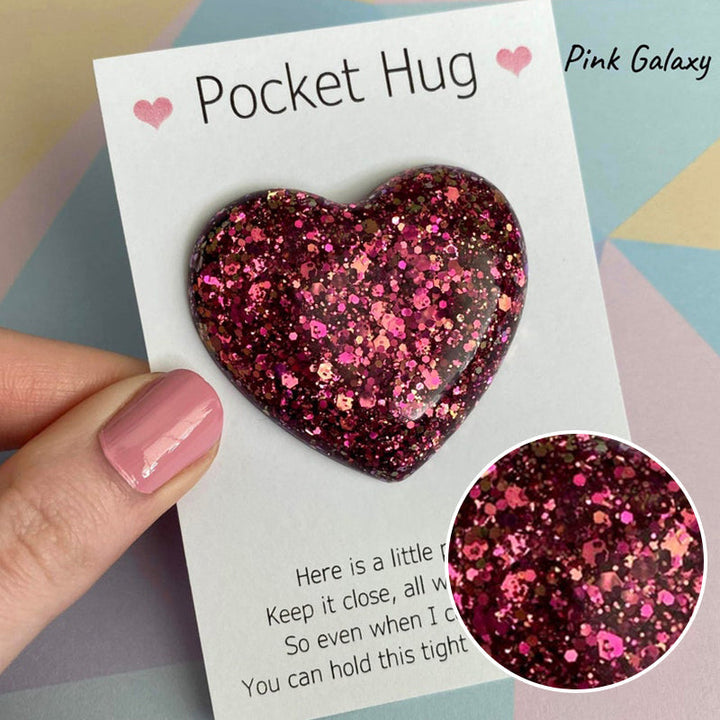 Collection of Pocket Hug resin hearts, meaningful small gifts for friends & family