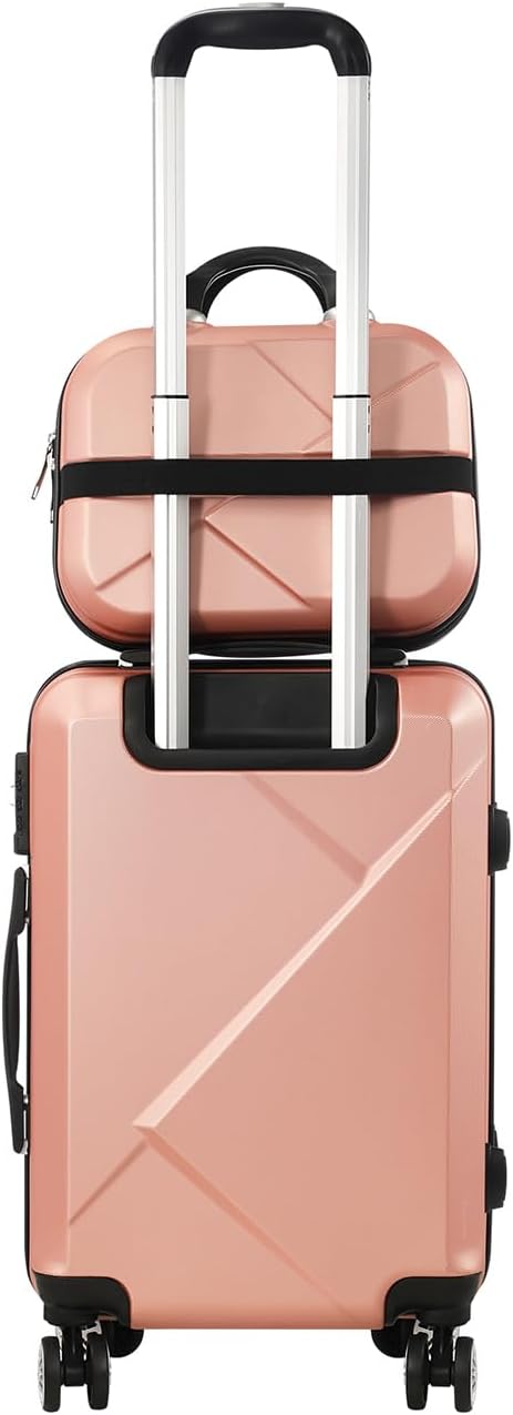 Durable compact 2-piece carry-on travel set. Hardshell suitcases with multi-directional spinner wheels.