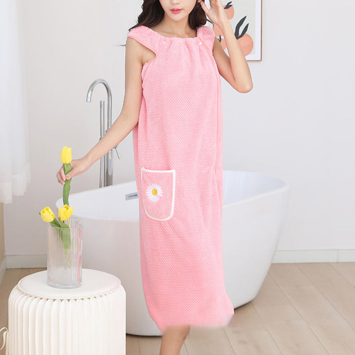 Women's absorbent coral fleece bathrobe, perfect as a wearable bath towel