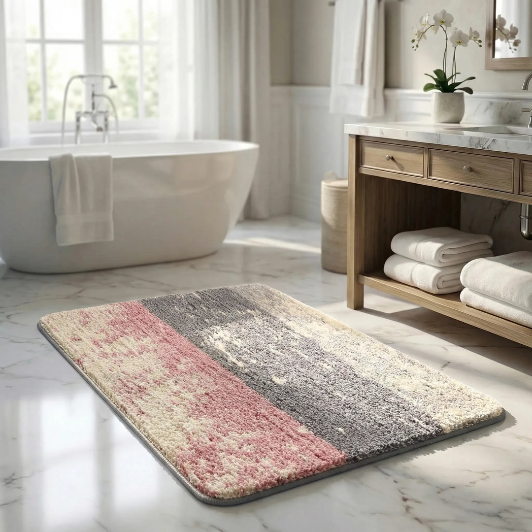 Plush, cozy bath rug with vintage design & secure non-slip backing, a soft home accent for your bathroom.