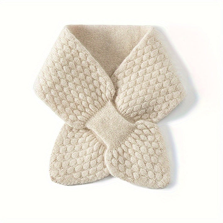 Stylish women's soft knitted neck warmer scarf, an essential winter accessory.